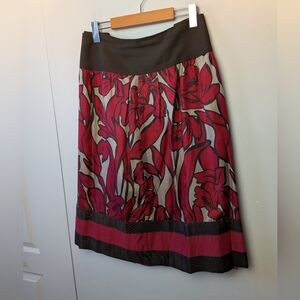 NYGARD Collection Plus Size Women Midi Skirt 100% Silk Size 20 Brown Red Colors